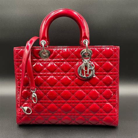 lady dior red patent leather